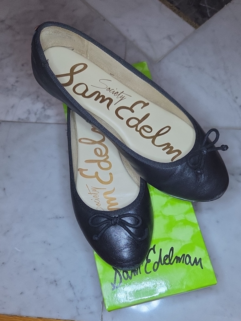 Sam Edelman Carrie Black Leather Ballet Flats